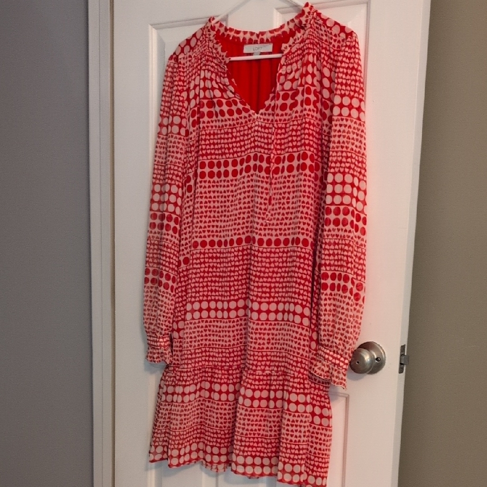 LOFT Red and White Polka Dot Dress